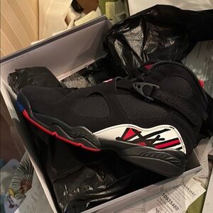 Jordan Black and Red Sneakers with Cross-Straps. Brand new, never worn in box